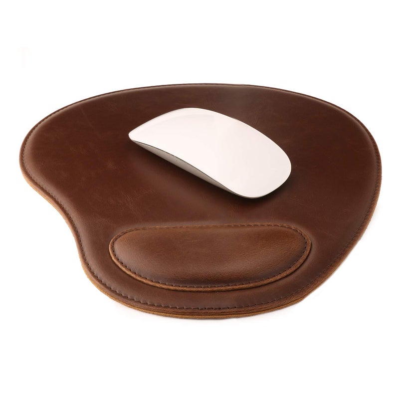 Londo PU Leather Oval Shape Non-Slip Mousepad with Wrist Rest Support, Waterproof Surface, Comfort Memory Foam, Light Ergonomic Design Mouse Pad for Laptop, Desktop - Image 1